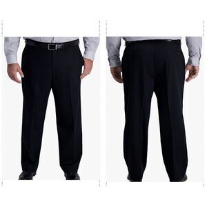 Haggar Men's Iron Free Premium Khaki Classic Fit Flat Front Expandable Waist Cas